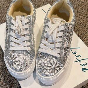Silver and White Women's Sneakers